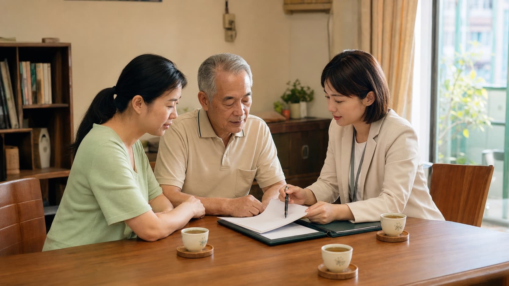 照顧協調員與家庭討論長照支持安排